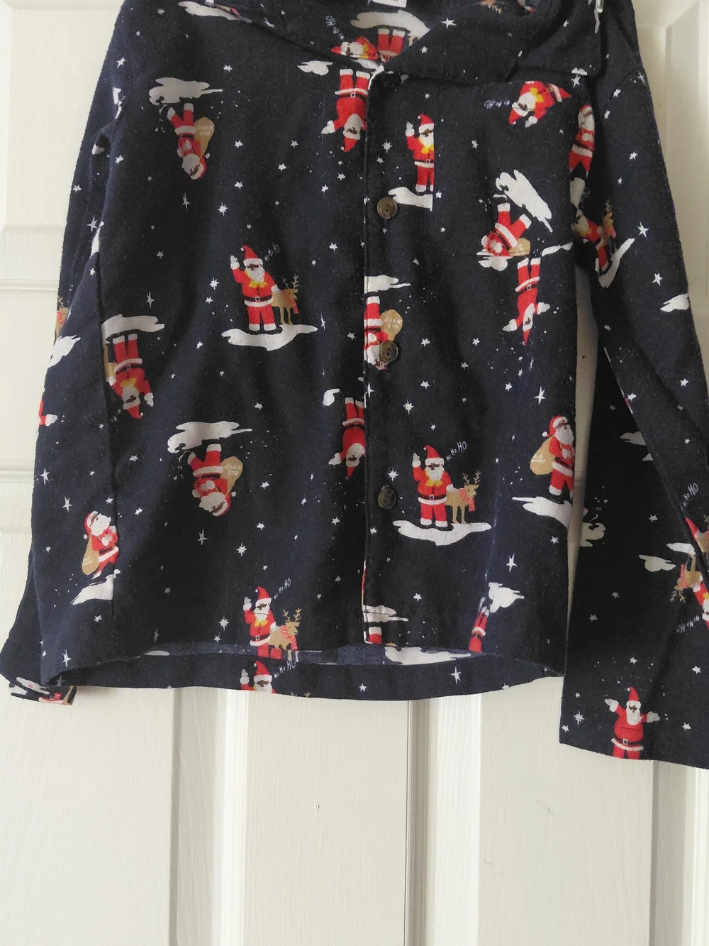 Kids Navy Santa Print Pajama Set